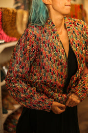 EMBROIDERED SILK BOMBER JACKET LEROY - sustainably made MOMO NEW YORK sustainable clothing, bestseller slow fashion