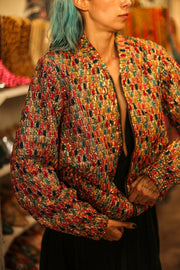 EMBROIDERED SILK BOMBER JACKET LEROY - sustainably made MOMO NEW YORK sustainable clothing, bestseller slow fashion