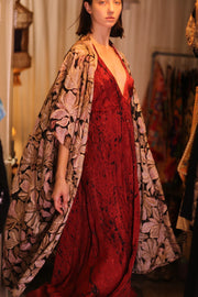 EMBROIDERED SILK NOVELTY KIMONO BEAMS - sustainably made MOMO NEW YORK sustainable clothing, Kimono slow fashion