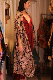 EMBROIDERED SILK NOVELTY KIMONO BEAMS - sustainably made MOMO NEW YORK sustainable clothing, Kimono slow fashion