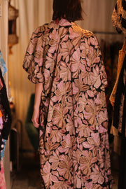 EMBROIDERED SILK NOVELTY KIMONO BEAMS - sustainably made MOMO NEW YORK sustainable clothing, Kimono slow fashion