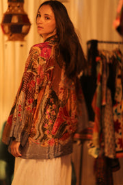 EMBROIDERED SILK SHORT KIMONO CARINE - sustainably made MOMO NEW YORK sustainable clothing, kimono slow fashion