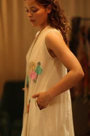 FAH EMBROIDERED FLOWER DRESS - sustainably made MOMO NEW YORK sustainable clothing, Boho Dress slow fashion