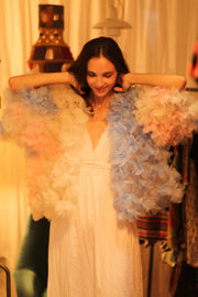FEATHER FRILL KIMONO MARILYN - sustainably made MOMO NEW YORK sustainable clothing, coatandjacket slow fashion