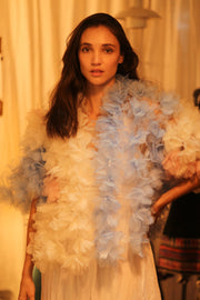 FEATHER FRILL KIMONO MARILYN - sustainably made MOMO NEW YORK sustainable clothing, coatandjacket slow fashion