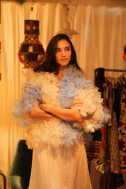 FEATHER FRILL KIMONO MARILYN - sustainably made MOMO NEW YORK sustainable clothing, coatandjacket slow fashion
