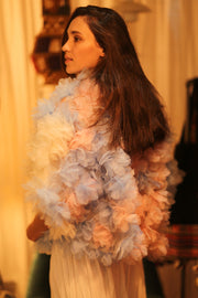 FEATHER FRILL KIMONO MARILYN - sustainably made MOMO NEW YORK sustainable clothing, coatandjacket slow fashion