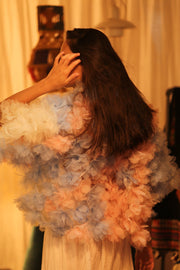 FEATHER FRILL KIMONO MARILYN - sustainably made MOMO NEW YORK sustainable clothing, coatandjacket slow fashion