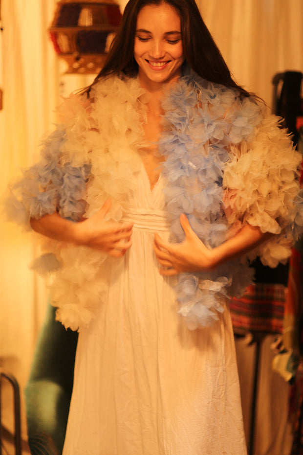 FEATHER FRILL KIMONO MARILYN - sustainably made MOMO NEW YORK sustainable clothing, coatandjacket slow fashion