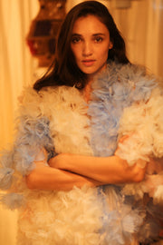 FEATHER FRILL KIMONO MARILYN - sustainably made MOMO NEW YORK sustainable clothing, coatandjacket slow fashion