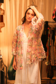 FEATHER FRILL SHORT KIMONO LORILA - sustainably made MOMO NEW YORK sustainable clothing, kimono slow fashion
