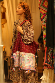 FIONA EMBROIDERED PATCHWORK BAG - sustainably made MOMO NEW YORK sustainable clothing, bag slow fashion
