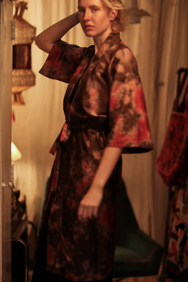 FIRE THAI SILK KIMONO - sustainably made MOMO NEW YORK sustainable clothing, handmade slow fashion