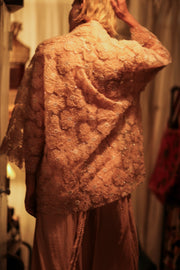 FLO SEQUINED EMBROIDERED SHORT KIMONO PASTEL PINK - sustainably made MOMO NEW YORK sustainable clothing, embellished slow fashion