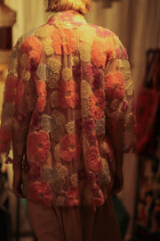 FLO SEQUINED EMBROIDERED SHORT KIMONO PINK - sustainably made MOMO NEW YORK sustainable clothing, embellished slow fashion