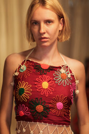 FLORA EMBROIDERED TOP - sustainably made MOMO NEW YORK sustainable clothing, Bohemian Lace Top slow fashion