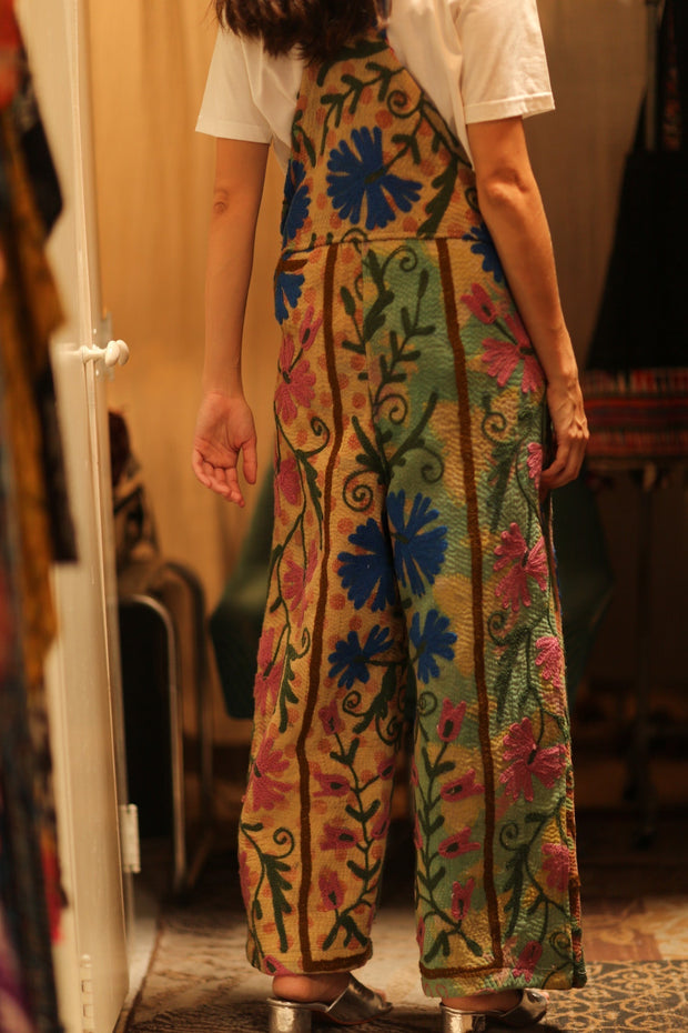 FREYA EMBROIDERED KANTHA JUMPSUIT GREENHOUSE - sustainably made MOMO NEW YORK sustainable clothing, embroidered slow fashion