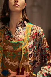 FREYA EMBROIDERED OVERALL MUSTARD - sustainably made MOMO NEW YORK sustainable clothing, jumpsuit slow fashion