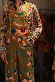 FREYA EMBROIDERED OVERALL MUSTARD - sustainably made MOMO NEW YORK sustainable clothing, jumpsuit slow fashion
