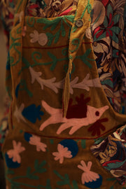 FREYA EMBROIDERED OVERALL MUSTARD - sustainably made MOMO NEW YORK sustainable clothing, jumpsuit slow fashion