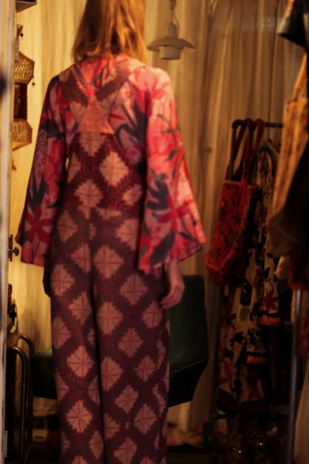 FREYA OVERALLS EMBROIDERED KANTHA GEOMETRIC - sustainably made MOMO NEW YORK sustainable clothing, embroidered slow fashion