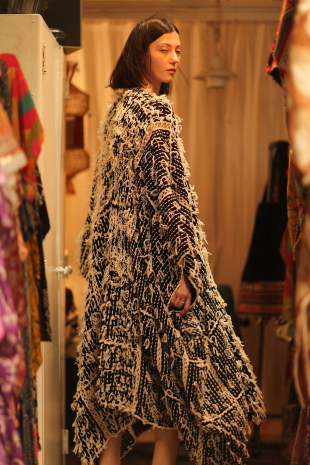FRINGE KIMONO MATRIXA - sustainably made MOMO NEW YORK sustainable clothing, kimono slow fashion