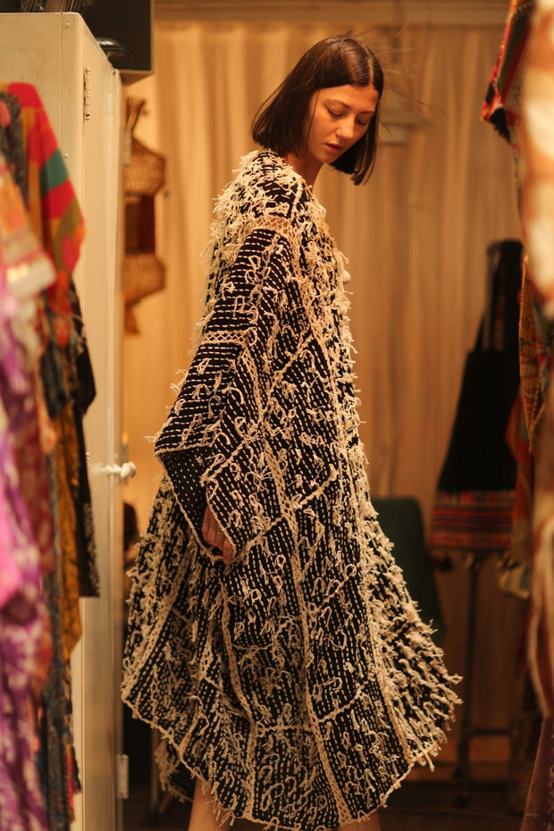 FRINGE KIMONO MATRIXA - sustainably made MOMO NEW YORK sustainable clothing, kimono slow fashion