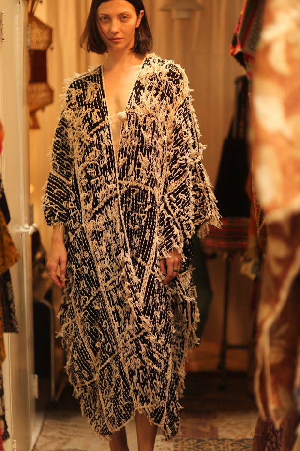 FRINGE KIMONO MATRIXA - sustainably made MOMO NEW YORK sustainable clothing, kimono slow fashion