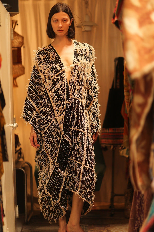 FRINGE KIMONO MATRIXA - sustainably made MOMO NEW YORK sustainable clothing, kimono slow fashion