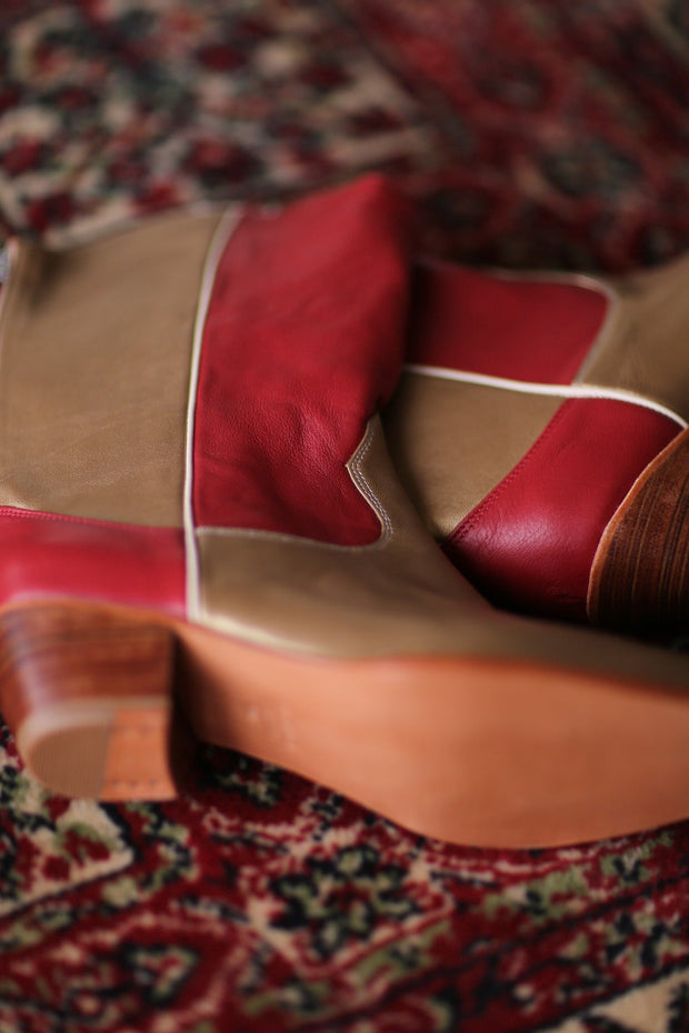 GOLD RED WESTERN BOOTS GUSTAV - sustainably made MOMO NEW YORK sustainable clothing, boots slow fashion