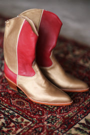 GOLD RED WESTERN BOOTS GUSTAV - sustainably made MOMO NEW YORK sustainable clothing, boots slow fashion
