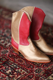GOLD RED WESTERN BOOTS GUSTAV - sustainably made MOMO NEW YORK sustainable clothing, boots slow fashion
