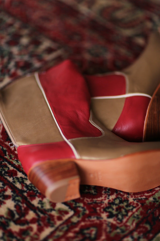 GOLD RED WESTERN BOOTS GUSTAV - sustainably made MOMO NEW YORK sustainable clothing, boots slow fashion