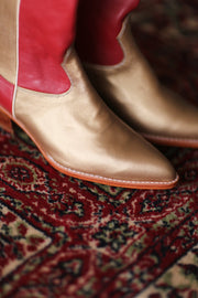 GOLD RED WESTERN BOOTS GUSTAV - sustainably made MOMO NEW YORK sustainable clothing, boots slow fashion