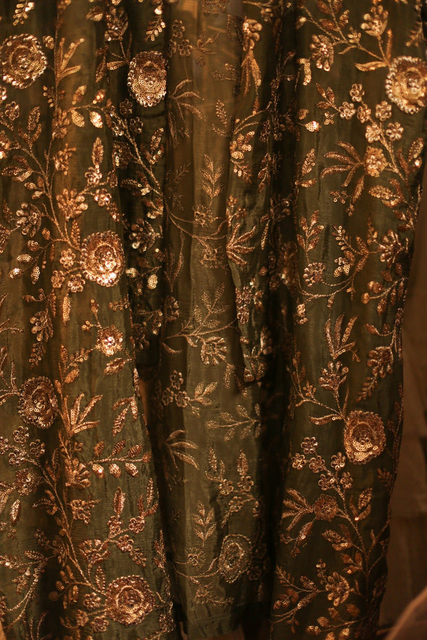 GREEN EMBROIDERED KIMONO ODO - sustainably made MOMO NEW YORK sustainable clothing, slow fashion