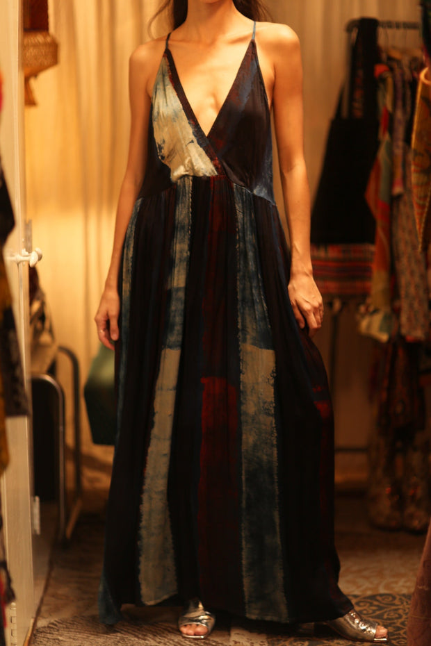 HAND BLOCK PRINT SILK DRESS LILY - sustainably made MOMO NEW YORK sustainable clothing, dress slow fashion