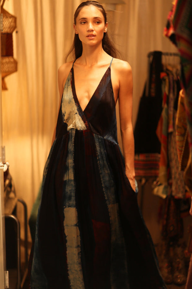 HAND BLOCK PRINT SILK DRESS LILY - sustainably made MOMO NEW YORK sustainable clothing, dress slow fashion