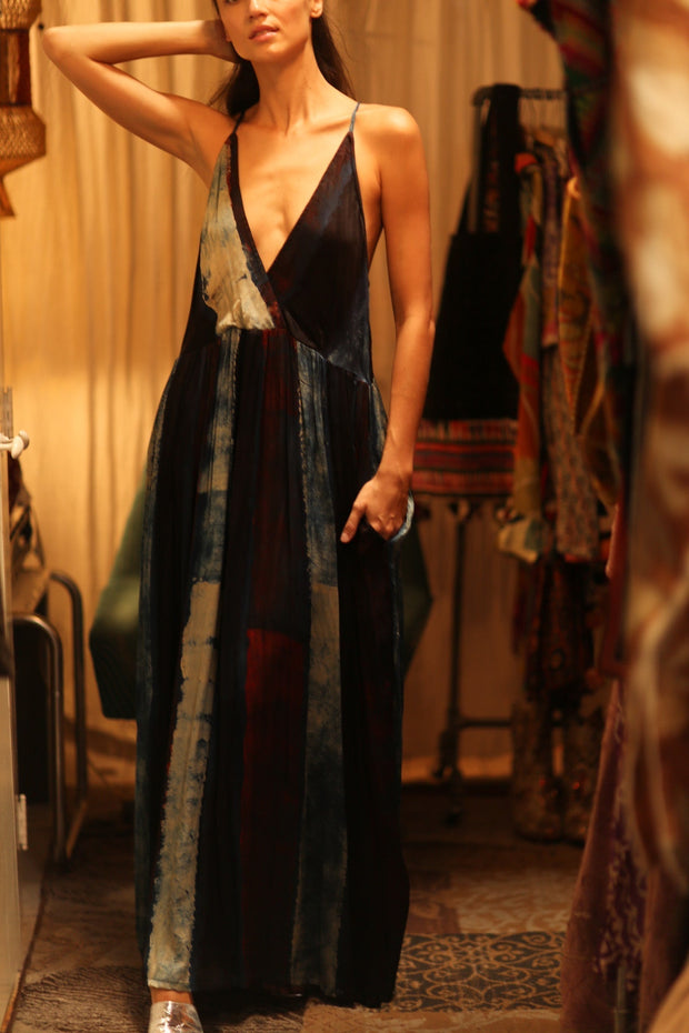 HAND BLOCK PRINT SILK DRESS LILY - sustainably made MOMO NEW YORK sustainable clothing, dress slow fashion