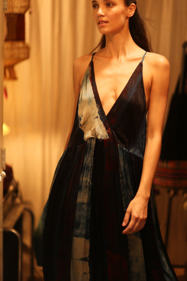 HAND BLOCK PRINT SILK DRESS LILY - sustainably made MOMO NEW YORK sustainable clothing, dress slow fashion