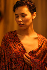 HAND BLOCK PRINT SILK KIMONO PINA - sustainably made MOMO NEW YORK sustainable clothing, bestseller slow fashion