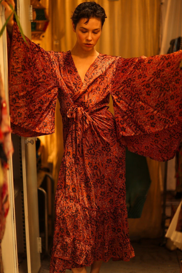 HAND BLOCK PRINT SILK KIMONO PINA - sustainably made MOMO NEW YORK sustainable clothing, bestseller slow fashion