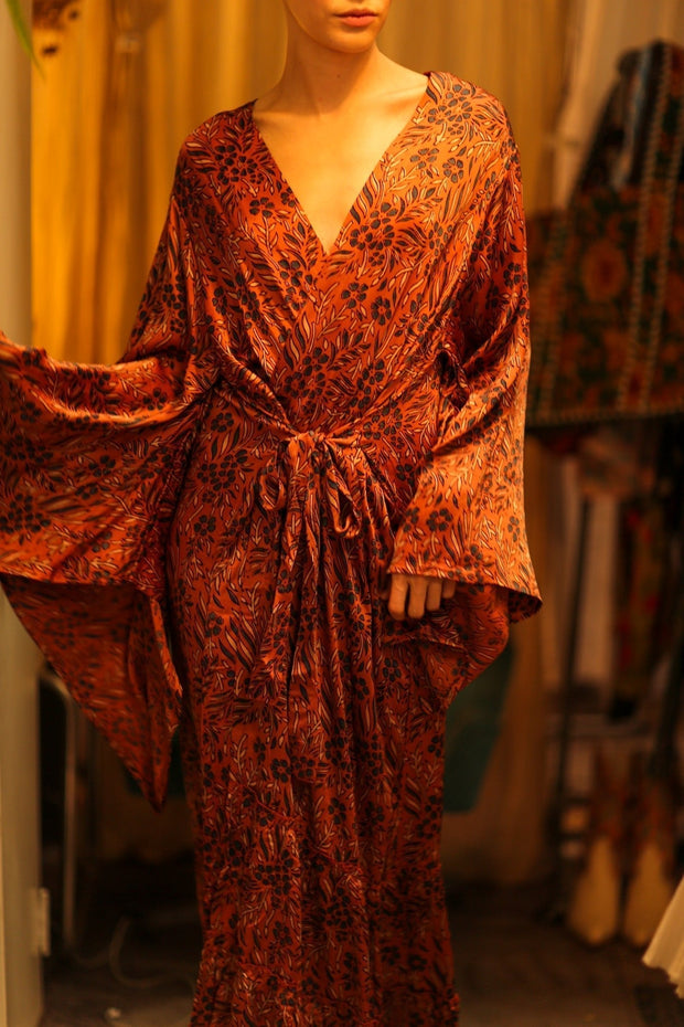 HAND BLOCK PRINT SILK KIMONO PINA - sustainably made MOMO NEW YORK sustainable clothing, bestseller slow fashion