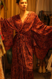 HAND BLOCK PRINT SILK KIMONO PINA - sustainably made MOMO NEW YORK sustainable clothing, bestseller slow fashion