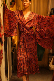 HAND BLOCK PRINT SILK KIMONO PINA - sustainably made MOMO NEW YORK sustainable clothing, bestseller slow fashion