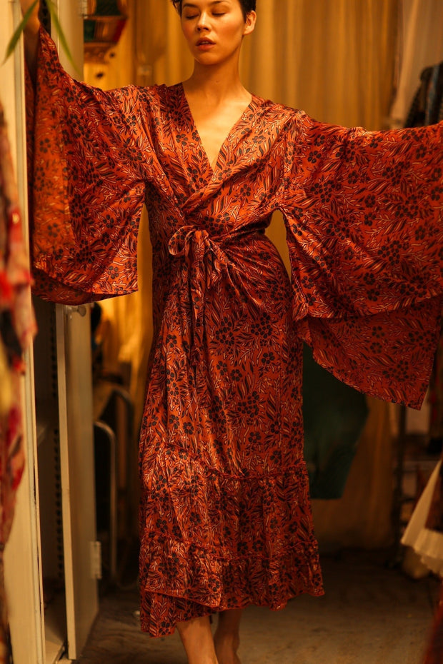 HAND BLOCK PRINT SILK KIMONO PINA - sustainably made MOMO NEW YORK sustainable clothing, bestseller slow fashion