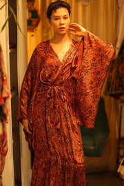 HAND BLOCK PRINT SILK KIMONO PINA - sustainably made MOMO NEW YORK sustainable clothing, bestseller slow fashion