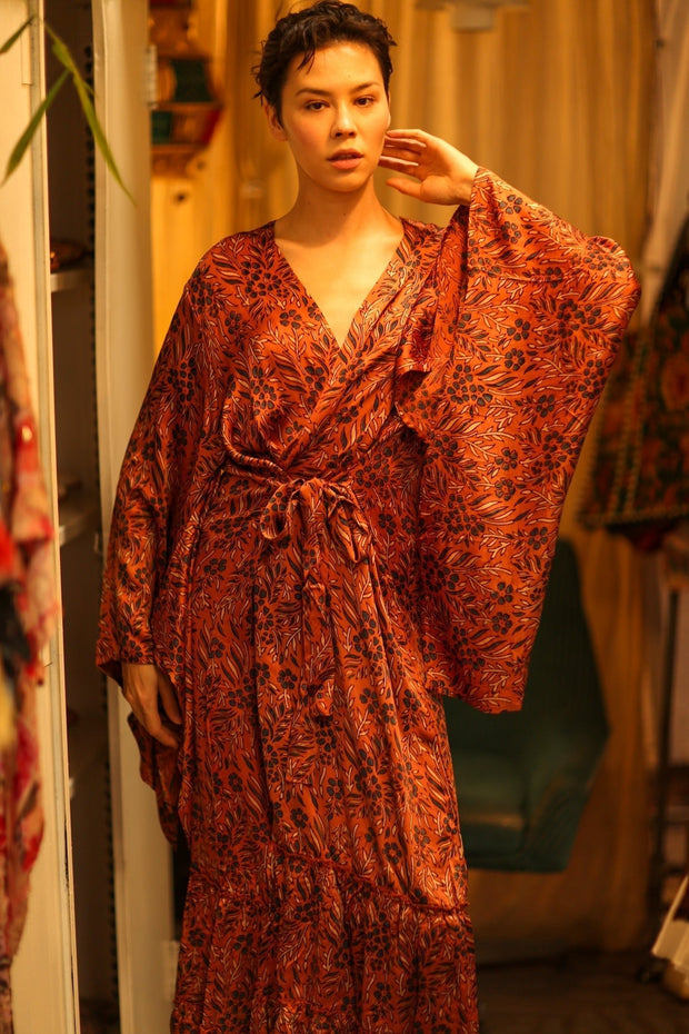 HAND BLOCK PRINT SILK KIMONO PINA - sustainably made MOMO NEW YORK sustainable clothing, bestseller slow fashion