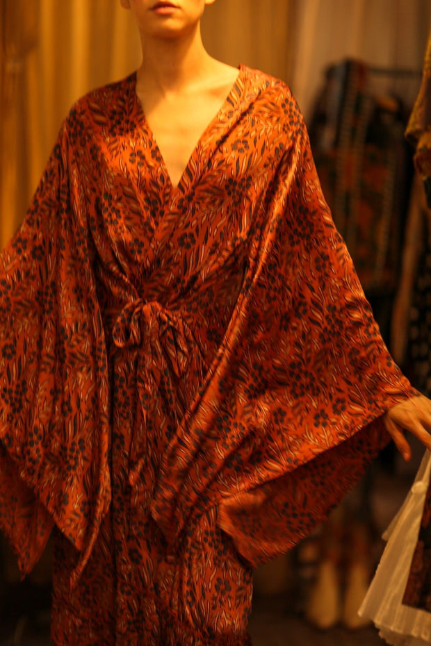 HAND BLOCK PRINT SILK KIMONO PINA - sustainably made MOMO NEW YORK sustainable clothing, bestseller slow fashion