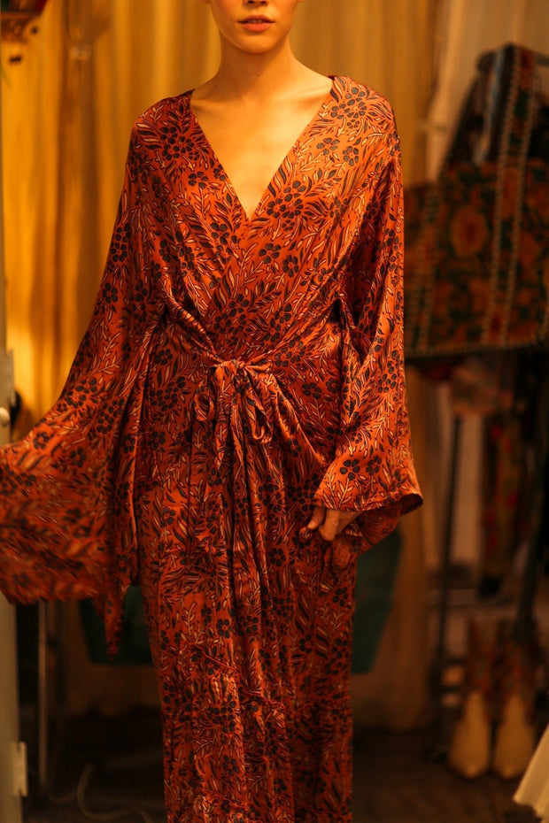 HAND BLOCK PRINT SILK KIMONO PINA - sustainably made MOMO NEW YORK sustainable clothing, bestseller slow fashion