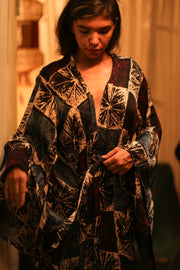 HAND BLOCK PRINT SILK KIMONO PINA MILAN EDIT - sustainably made MOMO NEW YORK sustainable clothing, kimono slow fashion